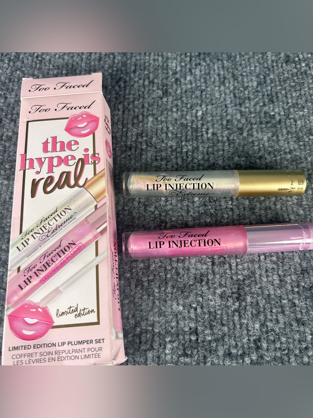 Too Faced “The Hype Is Real” Lip Injection Extreme & Max Plump Full Size Set NIB
